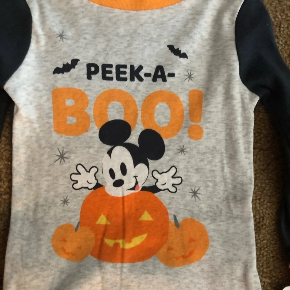 Disney Baby Mickey Mouse Peek-a-BOO pumpkin 2 piece unisex sleepwear